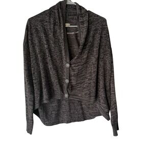 Hinge Charcoal Marled Knit Duster Cardigan Sweater Button Front XS Preppy Career